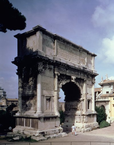De boog van Titus, ter herdenking van de verovering van Jeruzalem door de keizer in 70 AD, 81 AD door Roman